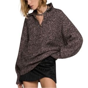 Zara Marbled Knit Brown & Pink Oversized
Sweater (Size Small)